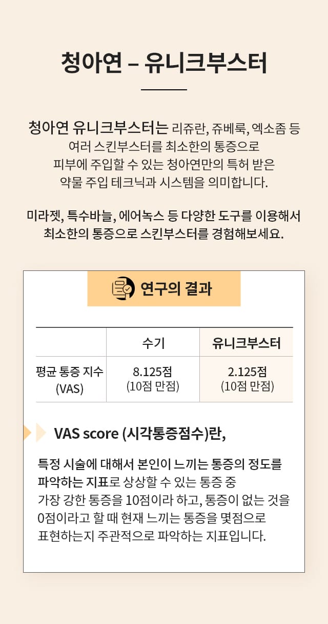 통증 걱정 No, 청아연 유니크부스터